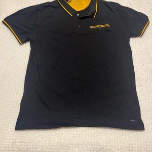 Black Polo Shirt with Yellow Accents
